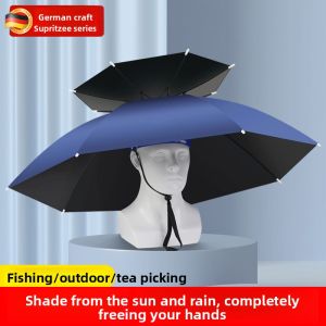 MONLEYTA | German Sunscreen Fishing Umbrella Hat Mounted Foldable Outdoor Windproof Reinforced Sunshade Umbrella Iron Shaft Black Glue