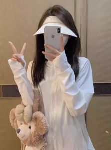Ice Silk Hooded Lightweight Outdoor Sun Protection Clothes Womens Summer Loose Open Cardigan Short Jacket Commute Style