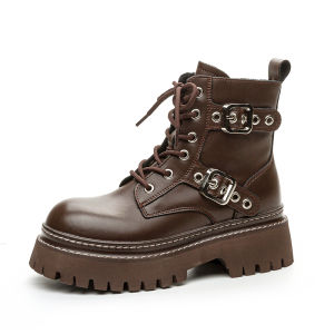 Giày bốt LANKAMO Martin nữ da thật đế dày phong cách Anh Quốc