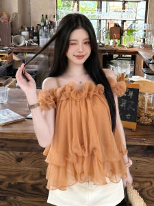 GUZILIAN | Áo Mỏng Dễ Thương Một Bờ Vai Dây Spaghetti Cho Mùa Hè
