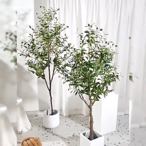 Artificial Olive Tree 5FT Tall with Basket Faux Olive Trees Indoor Fake Potted Plant Home Office Living Room Decoration