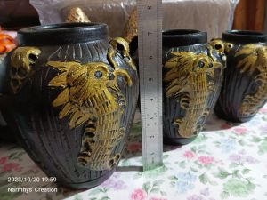 Year of the Dragon Terra Cota  Vase- Set of 3