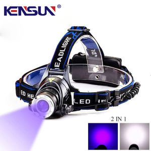 USB Rechargeable Zoom Headlight Powerful Headlamp White/395nm UV Light LED Waterproof Front Head Lamp For Camping Self defense