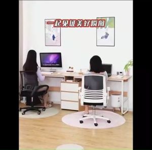 โต๊ะคอมพิวเตอร์ โต๊ะทำงานไม้ มีชั้นวาง พร้อมลิ้นชัก พร้อมชั้นวางของ+ลิ้นชัก โต๊ะทำงาน ชั้นวางหนังสือขาเหล็กกล้าพ่นสนิมมัลติฟังก์ชั่น