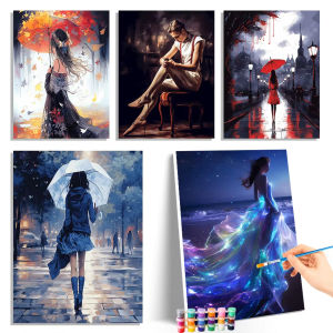 BILIBILI | Oil Painting By Numbers Street Beauty Number Drawing Canvas DIY Pictures By Numbers Home Decor