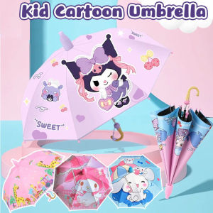 Kids Kuromi Cartoon Large Sunscreen Umbrella Long Handle Childrens Waterproof Sun Protection Rain GearUmbrella For Girls
