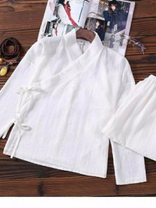 Quần Áo Ngủ Cổ Tròn Cổ Điển Cho Cặp Đôi Quần Áo Ngủ Mùa Xuân Thu Cho Nam Và Nữ Quần Áo Lót Bên Trong Quần Áo Ngủ Cổ Tròn Màu Trắng