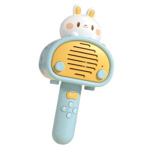 Kids Rabbit Microphone Toy Wireless Connection Karaoke Microphone Early Education Speaker with Songs Stories for Boys Girls Gift