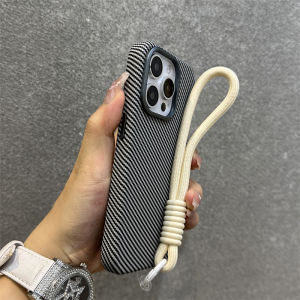 Dele Applicable  15 Phone Case New Carbon Fiber Pattern Magnetic Absorption 15Promax Premium Feeling 14Pro Matte 13Handheld Rope 12No Collision 14pm Niche Bestseller