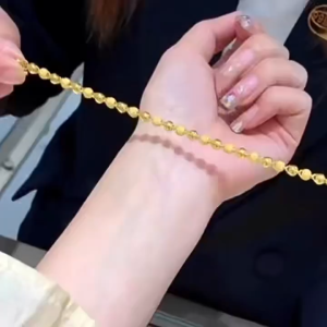 Original Pure 18k Saudi Gold Bracelet Nasasangla Bracelet for Women Frosted Light Bead Round Bead Transfer Bead Bracelet Jewelry Bring You Good Luck Healthy and Auspicious Bracelet Send Girlfriend Holiday Gift Romantic Jewelry
