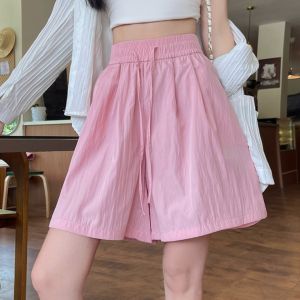 Ice Silk Quick Dry Wide Leg Pants Shorts Women Summer High Waist Slimming Small Size Loose Large Casual Breathable Sports Pants