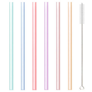 6 PCS Transparent Silicone Straws Reusable Food Grade Bendable Straight Drinking Straw With Cleaning Brush Set Party Accessory