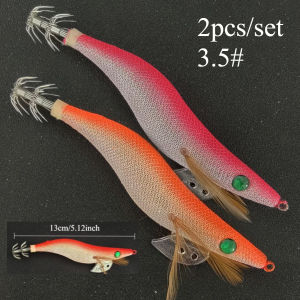 Ackibbik 2pcs/set Luminous Squid Jig Hook Shrimp Prawn Lure Artificial Hard Bait Fishing Supplies Squid Bait Cutlassfish Fishing