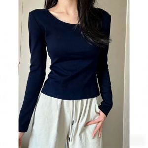 QIAOCHENXIAN | Áo Thun Dài Tay Cotton Dành Cho Phụ Nữ Plus Size Mùa Xuân Thu Phối Lớp