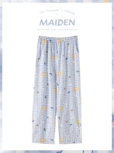 Pure Cotton Sleep Pants Womens Spring Autumn Cartoon Print Home Wear Comfortable plus Size Walking Outdoors Casual Style