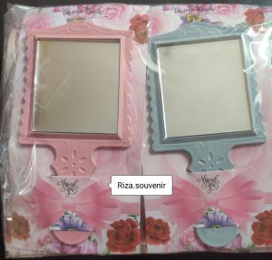 50pcs SOUVENIR CERMIN GAGANG KOTAK WARNA SOFT ALAS SHABY