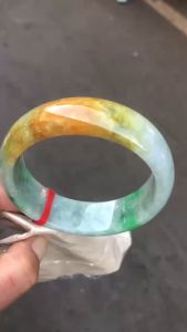 Uenjoyment Rare Natural Three-color Burma Emerald Jade Bangle Exquisite Fashion Jewelry Accessories Gifts Physical Shooting Bracelet