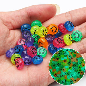 50pcs 10mm สีสัน SMILE Face ลูกปัดอะคริลิค Luminous Spacer ลูกปัดแบบหลวมสําหรับเครื่องประดับ DIY สร้อยข้อมือสร้อยคออุปกรณ์เสริม