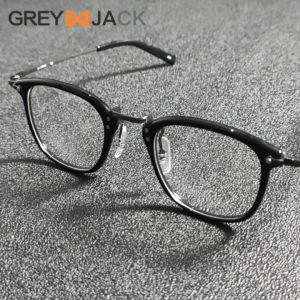 Grey Jack Frame Kacamata Titanium Model Kotak Fashionable Style Bisnis Pria Wanita Bisa Minus Antiradiasi Blueray Bluecromic GMS 806