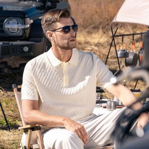 Enjeolon | Urban Business Casual Knitted Twill POLO Shirt