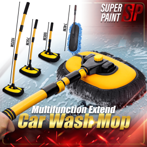 Adjustable Microfiber Chenille Car Wash Mop Three-Section Long Handle Elastic Rotation Multi-Function Car Wash Clean Mop