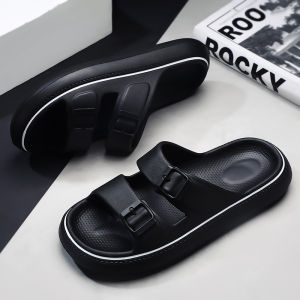 Mens Summer Outdoor Anti-Slip Beach Sandals Breathable Flat Heel Hollow out Design Pure Color One-Strap Slippers for Youth