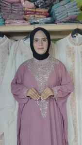 Baju Gamis Pesta Kaftan Ceruty Dress Muslim Mewah Jumbo