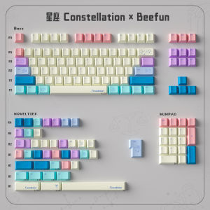 144 Keys Constellation Theme Keycaps Dye-Sub Cherry Profile PBT Keycaps Custom Pink for MX 61/64/87/96/104 Mechanical Keyboard