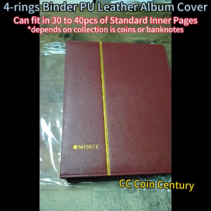 PCCB MINGT 4-rings Binder PU Leather Folder Album Cover For Banknotes Stamps Coins Collectibles