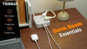 TESSAN Flat Plug Extension Cord With USB Port Flat Plug Power Strip Portable Extension Cord High Quality