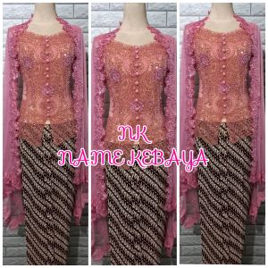 set kebaya pesta nude kebaya MURAH + longtorso + rok lereng dan slendang