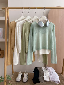 Lightweight Loose Ice Silk Knitted Top Korean Style Air Conditioning Outerwear Spring Summer Womens Fashionable T-Shirt