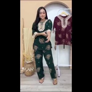 Setelan Wanita Bahan Rayon Busui Resleting Arab Renda