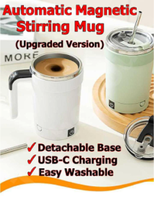 [SG] Upgraded Automatic Magnetic Stirring Mug Detachable Base (380ML - USB Type C)