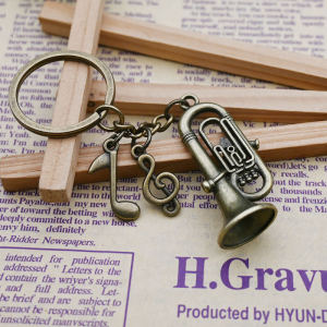 Mini Bass Horn Instrument Metal Model Creative Music Lovers Gift Small Pendant Orchestra Trumpet Zinc Alloy Keychain