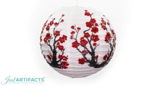 2pcs 12Inch Cherry Flowers Paper Lantern Round Chinese Paper Lanterns Festival Party Home Decor