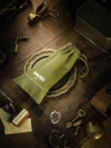 Handmade Cotton Canvas Pipe Storage Bag Portable Double Layer Old Cloth Green Cotton Fabric Pull out Pocket Set by Dahaan