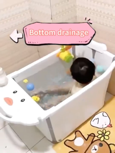 Bath Tub For Baby Foldable With Drainage Hole Baby Bath Tub Set Kids Bathtub For 1-6 Yrs Convenient and Safe