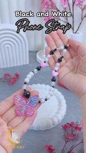 Edisi Hitam & Putih Lanyard Tali Gantungan Gelang Strap HP