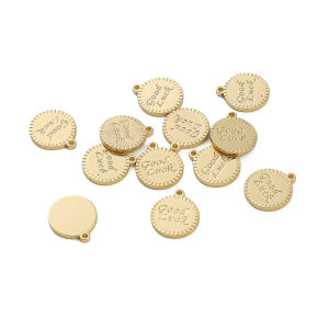 10mm 1 cái/túi 14k đồng thau mạ vàng mặt dây chuyền tròn cho bông tai tự làm vòng đeo tay trang sức Làm Vòng Cổ