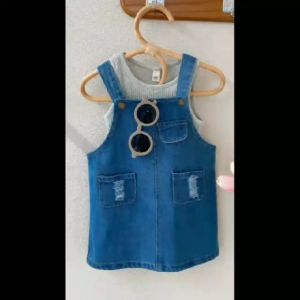 (LOLI-JKT) BS-426 SET ANAK BAGUS TANKTOP JUMPSUIT JEANS 100-140