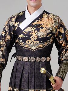 Authentic Hanfu Waist Belt Real Leather Ming Dynasty Fishermans Jacket round Neck Robe Belt for Men And Women Traditional Chinese Clothing