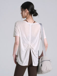 Lanwen | Quick-Drying Loose Fitness T-Shirt Slim Beauty Back Split Womens Sport Top