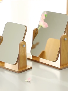 Big Wooden Stand Mirror 360 Degree Portable Adjustable Table Desk Mirror Bathroom Living Room