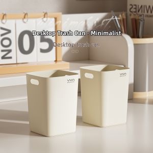 Sleek Simple Square Desk Trash Can No Lid