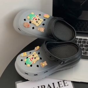 Yulihan668l รองเท้าหัวโต พร้อมตัวติด เสริมส้น 8 เซน รองเท้าผู้หญิงรัดส้น EVA สีทูโทน SHO-SUN8694-2T