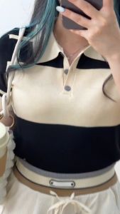 6006 Sarasya Collar Button Knit Blouse Wanita | Blouse Wanita Premium