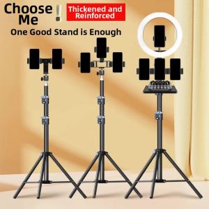 LZ | Live Streaming Mobile Phone Stand With LED Light Multiple Devices Support Tripod