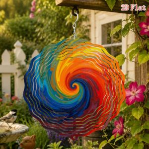 CIFbuy | 3D Colorful Swirl Dance Wind Spinner - 10 Inch Metal Art with 360 Hook for Garden Patio All Season Gift