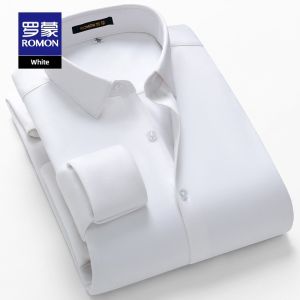 Lorom Mens Business Casual Long Sleeve Fleece Lined Shirt Standard Fit Polyester Blend Winter Wear Youth Fashion Classic Collar